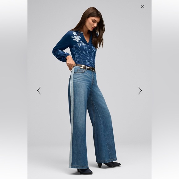 Johnny Was - The Blanket Stitch Wide Leg Jean, NWT, Size 32 - Picture 5 of 7